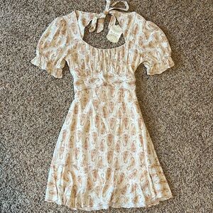 Altar’d State Floral Open Back Mini Dress Tie Wrap
